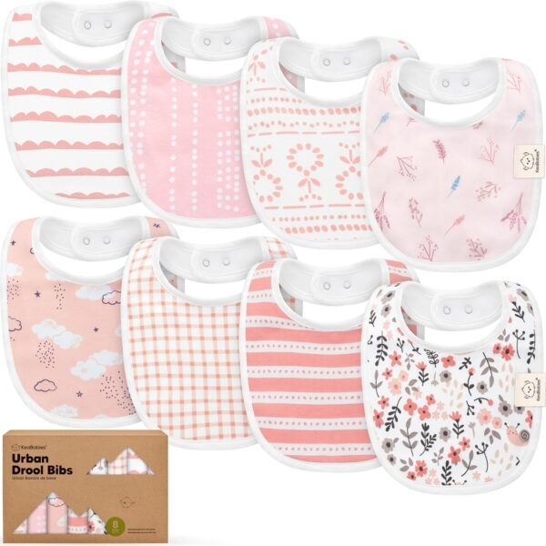 8-Pack Organic Baby Bibs for Boys, Girls - Soft Cotton Drooling and Teething Bibs for Baby Girl & Boy, Extra Absorbent, Easy To Clean & Put On for Toddler, Newborn, Infant 0-24...