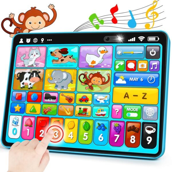 Learning Tablet for Toddlers 1-3 Trilingual Learning Toys with Music & Sound, Montessori Speech Therapy Toys for 1 Year Old Boy Girl Musical Baby Toys 12-18 Months Toddler Toys...