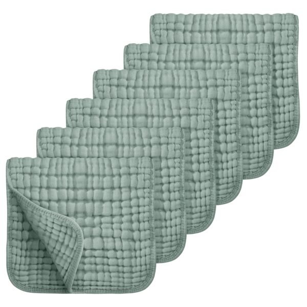 Looxii Muslin Burp Cloths 6 Pack - 20" x 10" - Ultra Soft & Absorbent, 6-Layer 100% Cotton for Spit Up & Drool- Gentle Baby Burping Cloth, Newborn Boys Girls Essentials, Dark Green